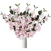 IPOPU 8PCS Bougainvillea Artificial Flowers 31.50" Pink Silk Faux Bougainvillea Branches Realistic Fake Bougainvillea for Home Wedding Party Floral Arrangement and DIY Decor (Pink)