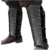HiiFeuer Medieval Faux Leather Leg Gaiters, Vintage Middle Ages Knight Leg Armor, Mercenary Leg Guards for LARP