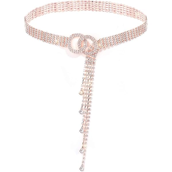Xiokyo Bling Rhinestone Belt for Women Sparkly Rhinestone  display picture 3