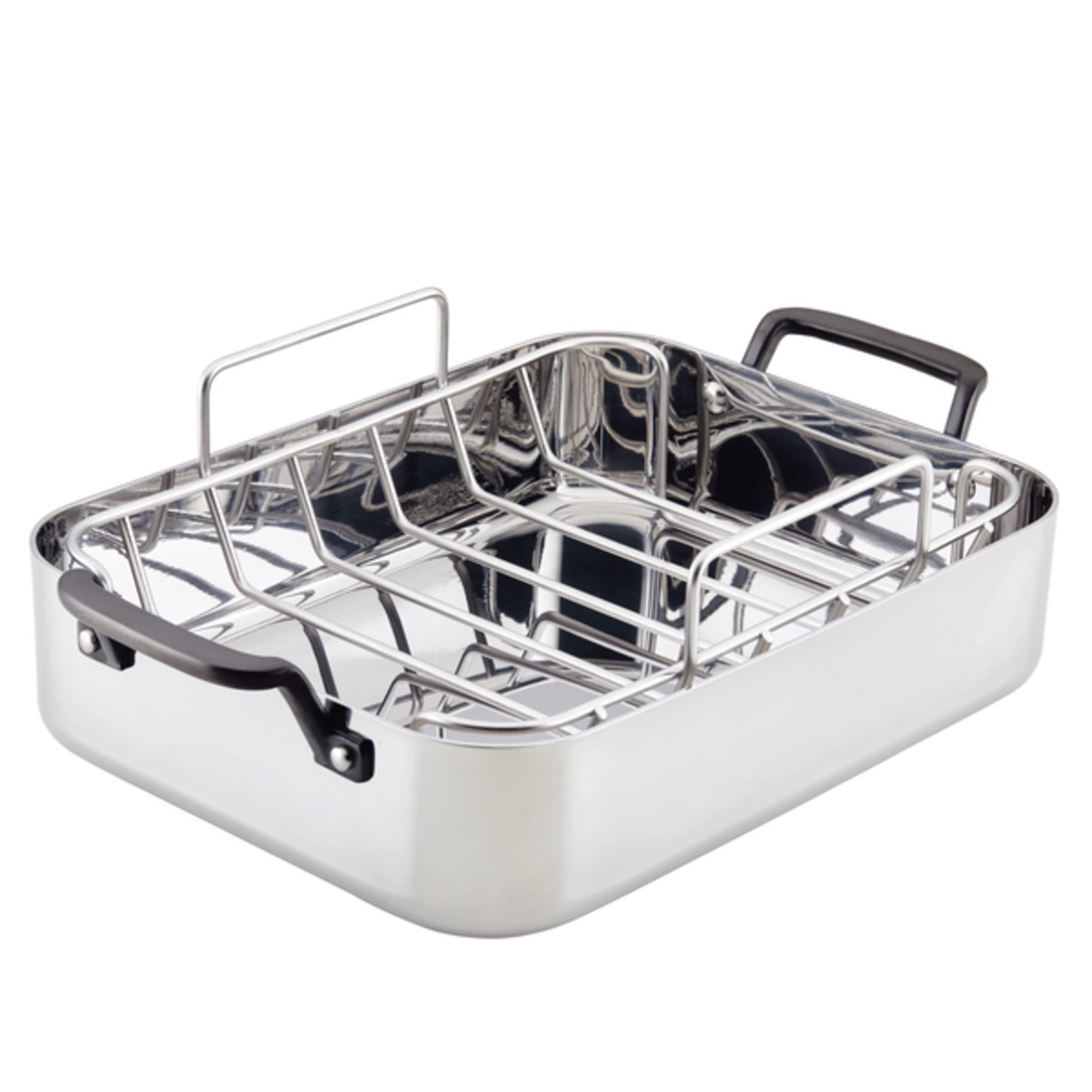 KitchenAid 5-Ply Clad Roasting Pan/Roaster with Removable Rack, 15 Inch x 11.5 Inch, Polished Stainless Steel