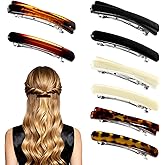 Nogeqi 8 Pcs Tortoise Shell Hair Barrettes for Women Fine Hair, 2.56 Inch Acetate Hairs Barrettes No Slip French Small Barrette Womens Girls Accessories, Leopard Color, Crossed Style