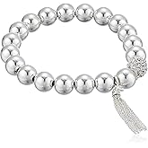 Nine West Women's Crystal Tassel Stretch Bracelet Silver Tone