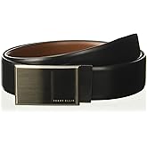 Perry Ellis Men's Portfolio Patterned Plaque 100% Leather Reversible Belt (Sizes 30-44 Inches)