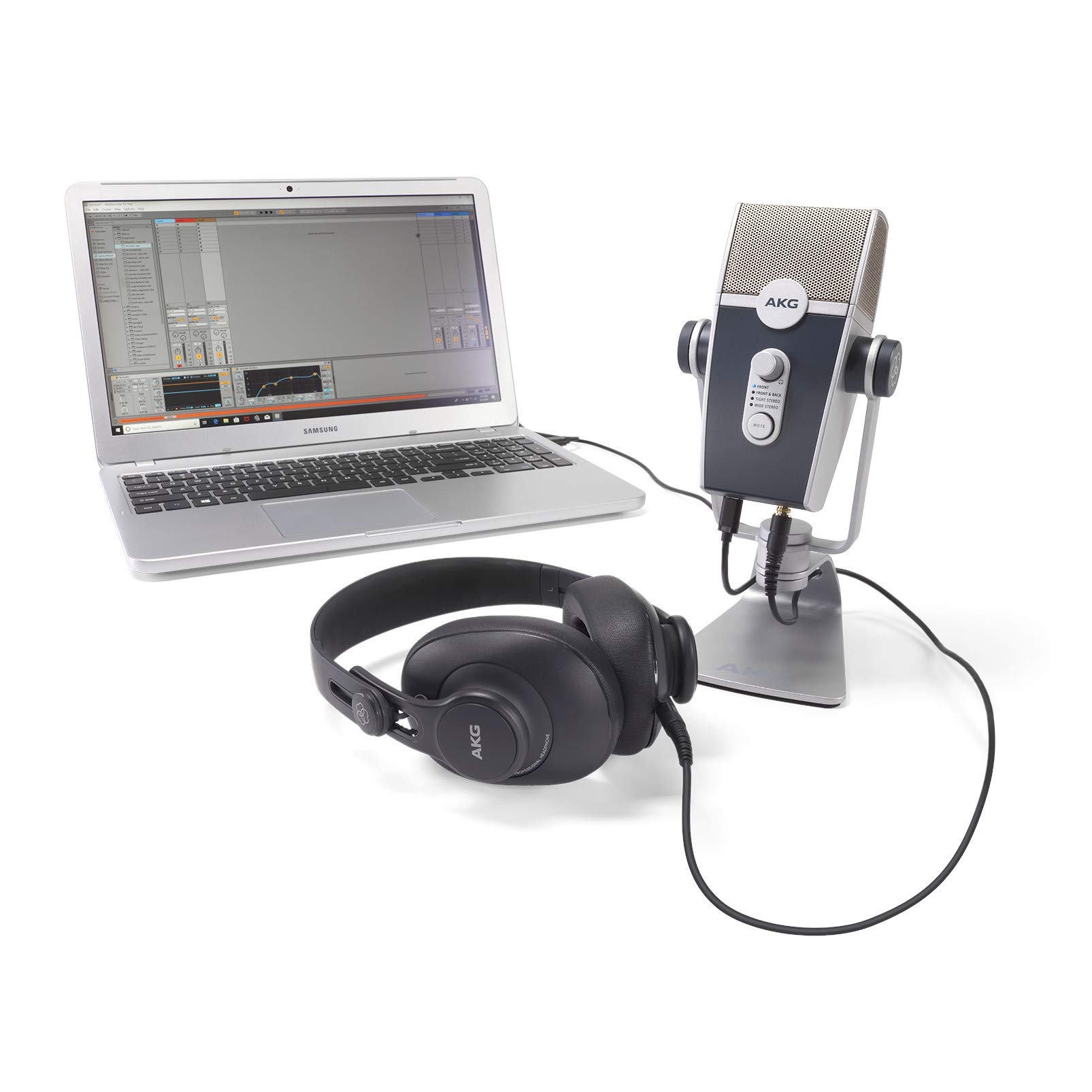 AKG Pro Audio Podcaster Essentials Kit for Streamers, Vloggers, and Gamers - Includes Lyra USB-C Microphone, K371 Headphones, and Ableton Lite Software