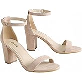 Ankis Heels for Women Open Toe Ankle Strap Chunky Heel Sandals 2.75 Inch