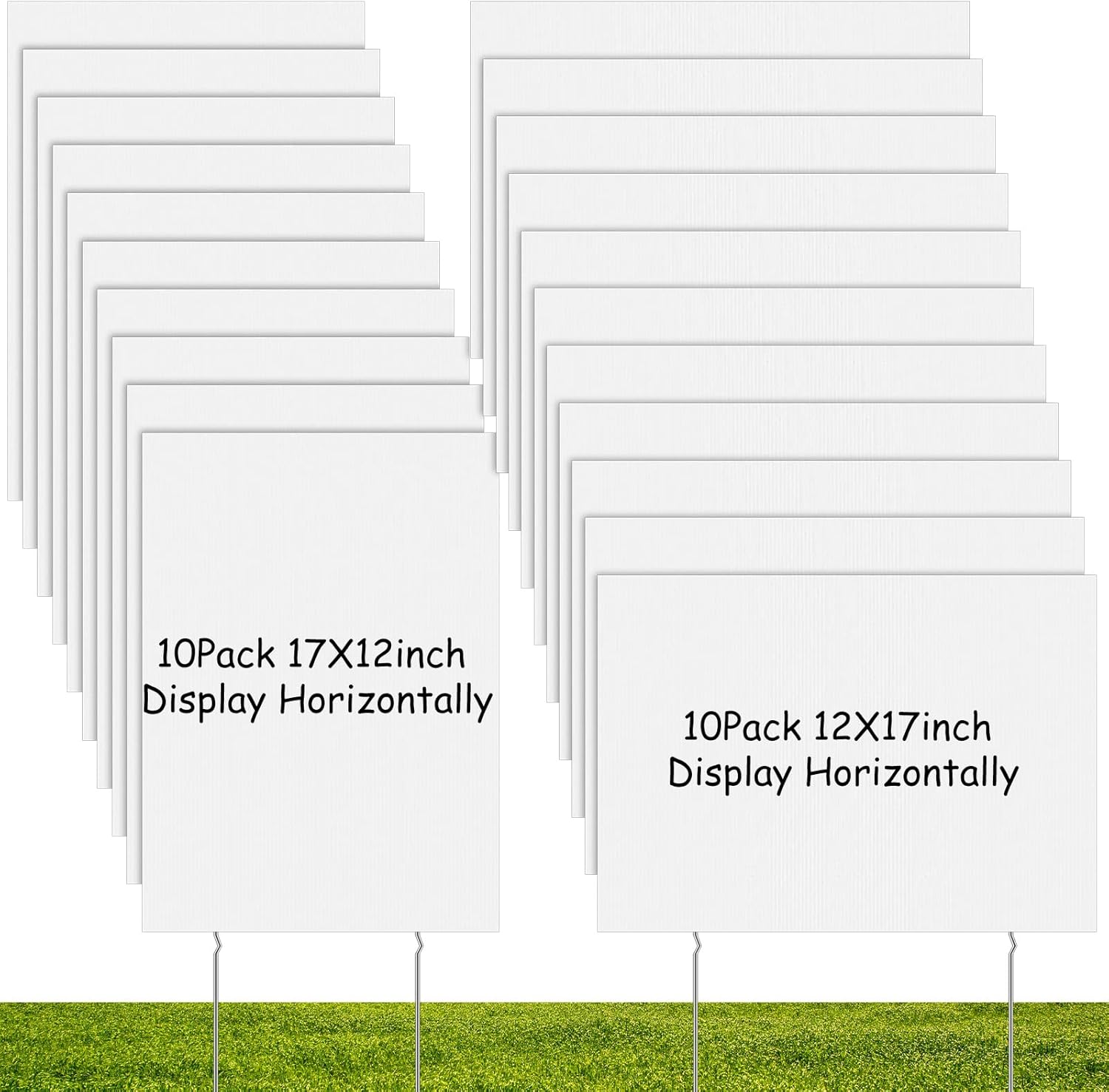 Yard Signs - Wesiti 20 Pack Blank Yard Signs with Stakes 17 x 12 Inch Plastic Yard Lawn Sign Double Sided Corrugated Plastic Garage Sale Signs with Stakes for Rent Sign for Party Lawn Yard (White)