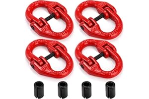 Bekith 4 Pack G80 Alloy Steel Hammerlock Coupling Link Connecting Link, 3/8", 7100 lbs Working Load Limit, Red Painted