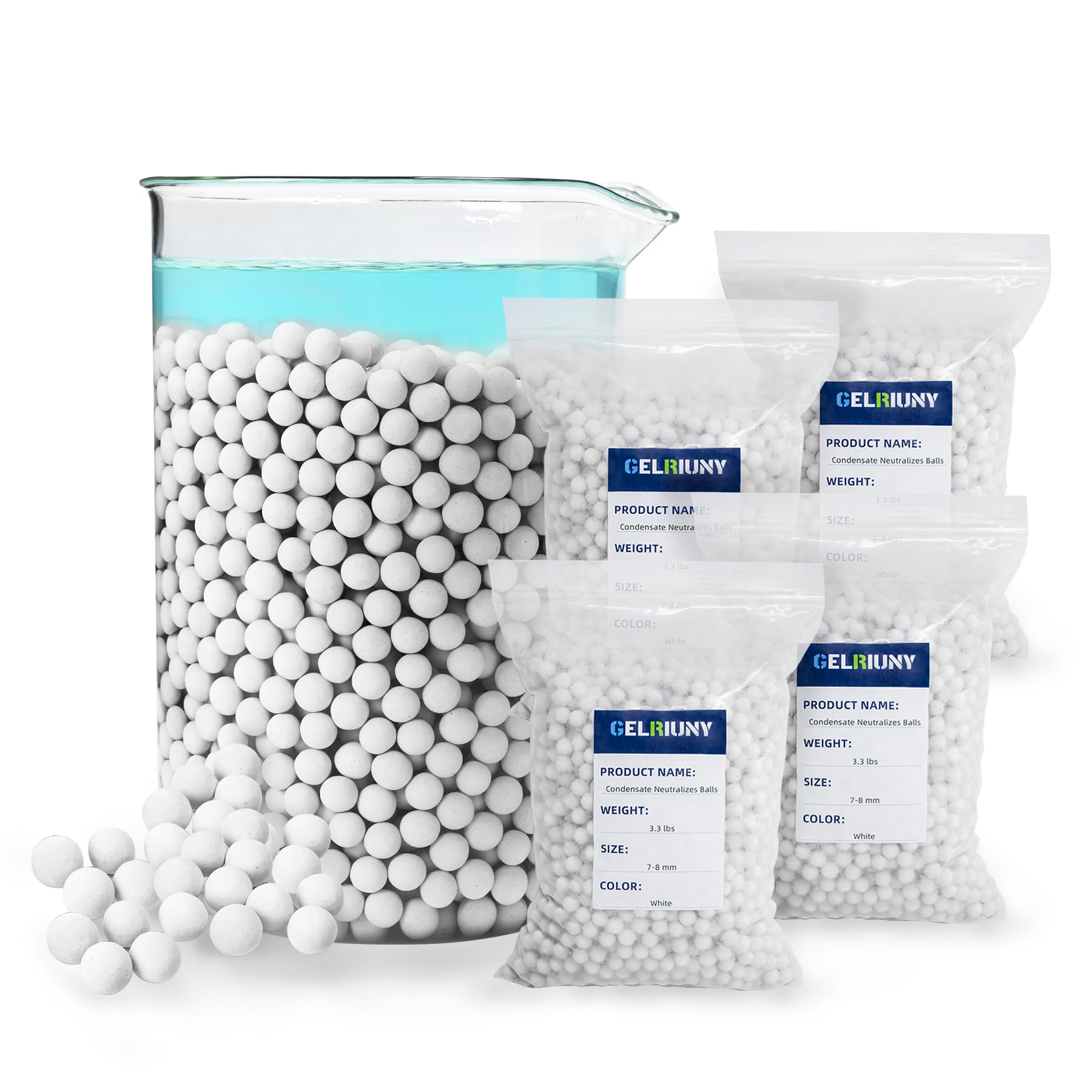 Photo 1 of GELRIUNY Condensate Neutralizer 13.2 lbs, 4-Packs, Acidic Condensate Neutralizer Pellets, 7-8mm Pellets for Water Heater Media Filter(4 Packs)