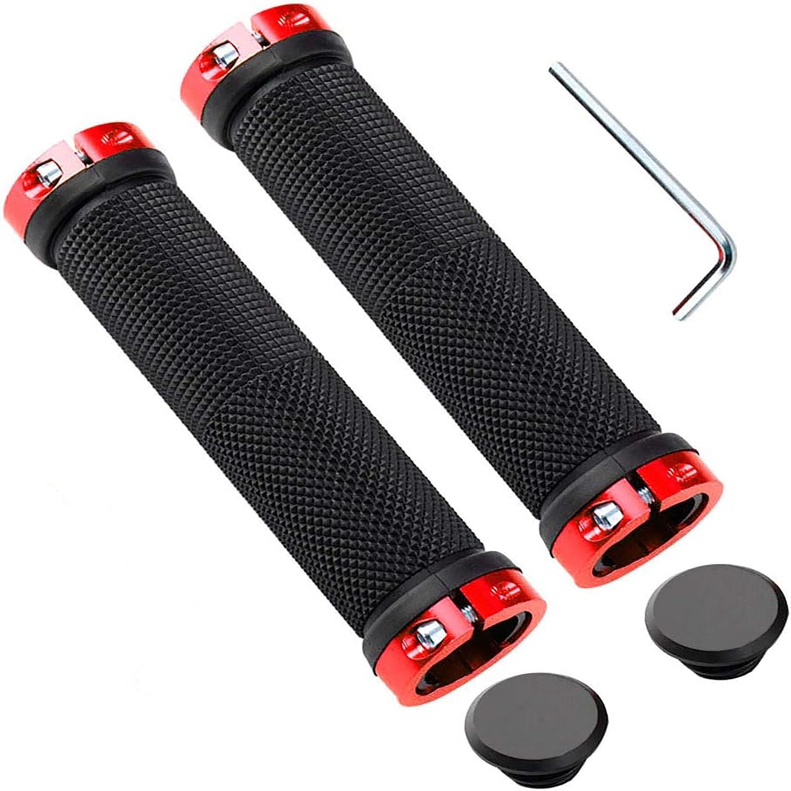 Wjelet Bike Handlebar Grips, Professional Bicycle Grips, Non-Slip Rubber Bike Handlebar, MTB Grips with Double Lock for Scooter Urban Bike Tricycle Wheel Chair MTB BMX Foldable Bicycle (Red)