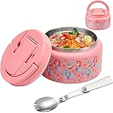 BABHAMNESS 13.5oz Soup Thermo for Hot Food Kids Insulated Vacuum Food Jar with Buckle Lid,Wide Mouth Leakproof Stainless Steel Lunch Container with Spoon-Mermaid