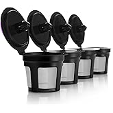 4 Pack Reusable K Cups for Keurig Coffee Makers – BPA-Free Refillable Coffee Pods, 4 Black – Compatible with Keurig Brewers