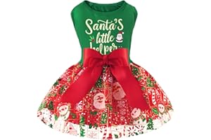 XPUDAC Dog Christmas Dress Outfit Snowman Tulle Dress Holiday Dog Clothes for Small Dogs Girl, Santa Pet Costume Cat Outfits-Small