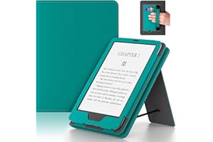 Lainergie Kindle Case 6 Inch for New 6" Kindle (11th Generation, 2024/2022 Release), Slim PU Leather Smart Shell Cover for Kindle Basic with Stand, Hand Strap, Auto-Wake/Sleep, Jade