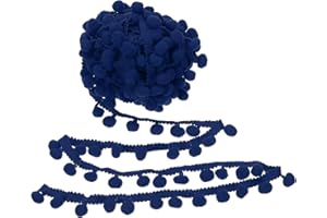 PATIKIL 10 Yard x 1 Inch Pom Pom Ball Fringe Trim, 1 Roll Embroidered Pompoms Trim Ribbon Mini Ball Tassel Lace Accessory for