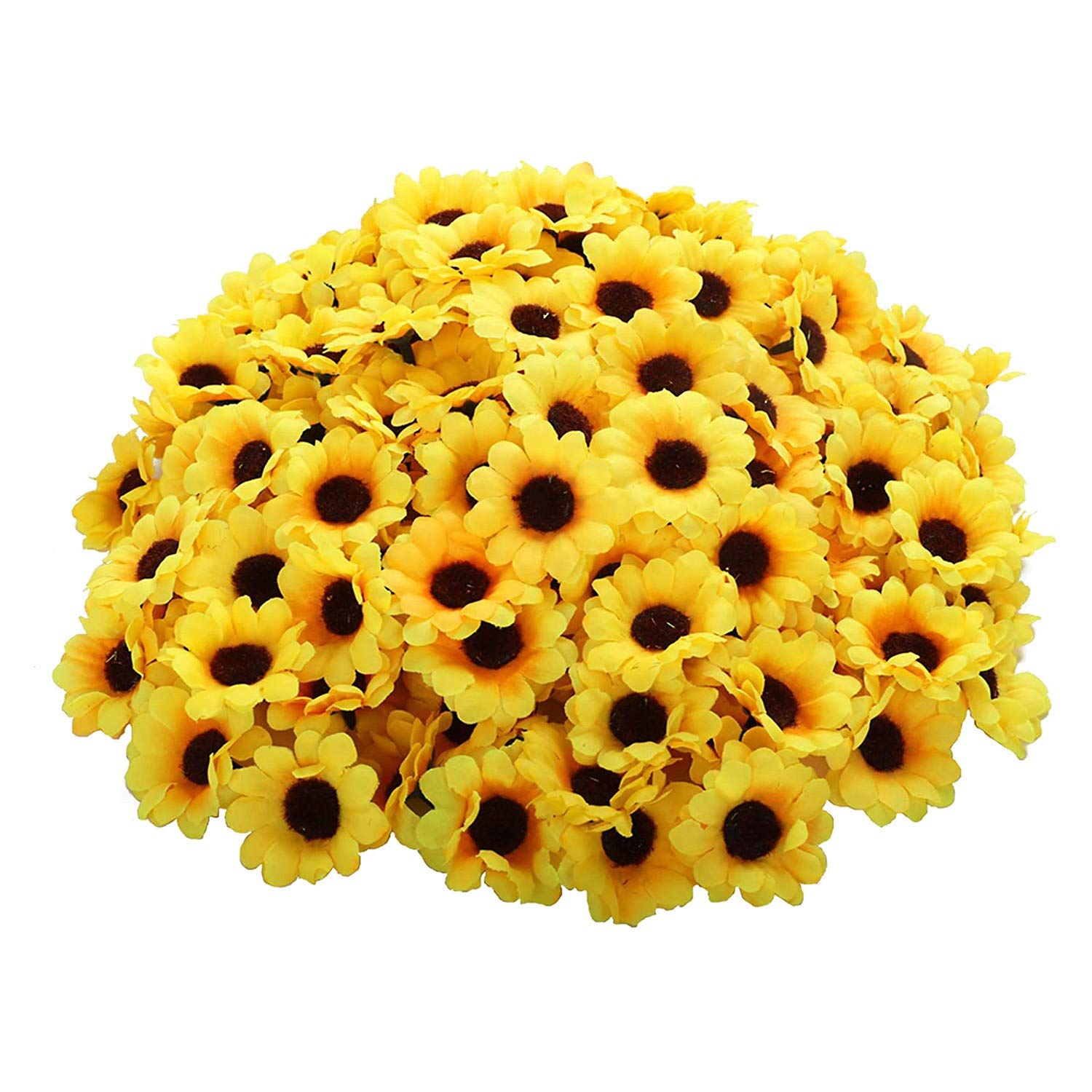 Sitrzuiget 50Pcs Artificial Sunflower Heads Fabric Sunflower Heads for Wedding Decoration Bridal Bouquet DIY Handicrafts