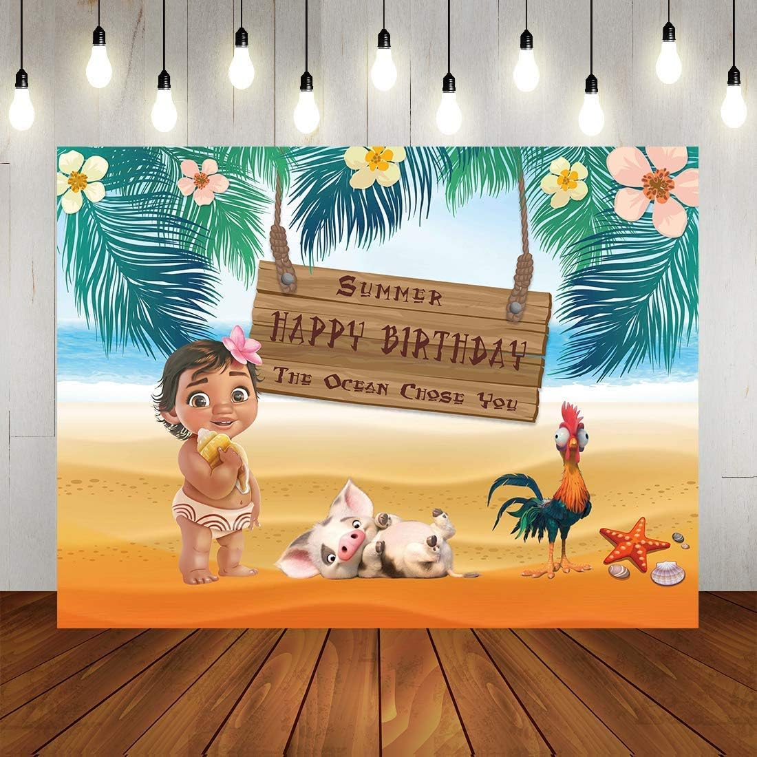 EdCott 10x7ft Moana birthday party sea summer photography baby shower table decoration birthday partywallpaper photo studio wedding cloth family portrait cloth vinyl