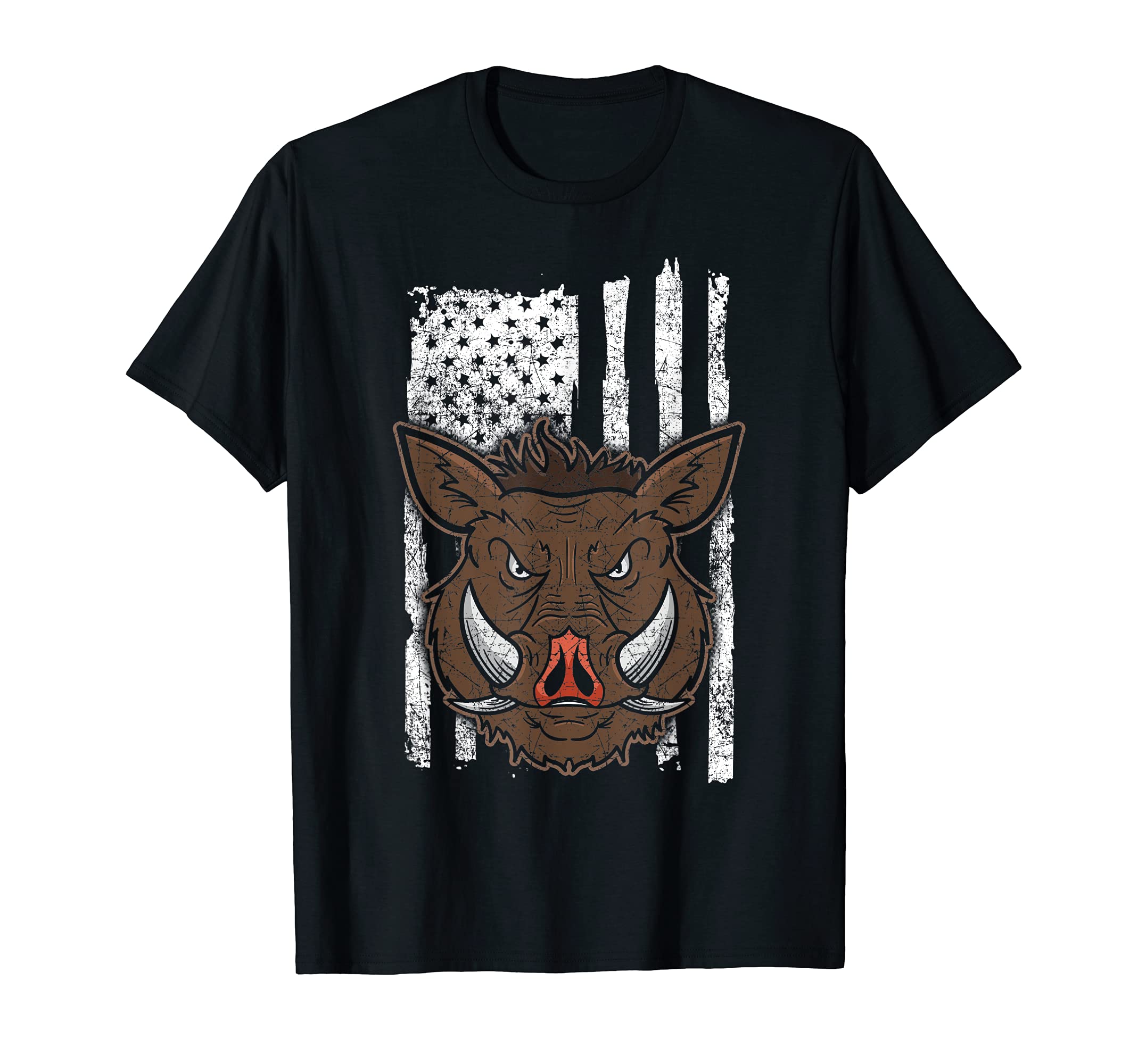 Boar Hog Hunter Hunting Hunt USA Flag T-Shirt