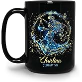 Personalized Aquarius Horoscope Mug, Personalized Name & Date Astrological Sign Coffee Cup, Customized Constellation Black Mug, Ceramic Mug 11oz 15oz, Custom Zodiac Decorative Cup