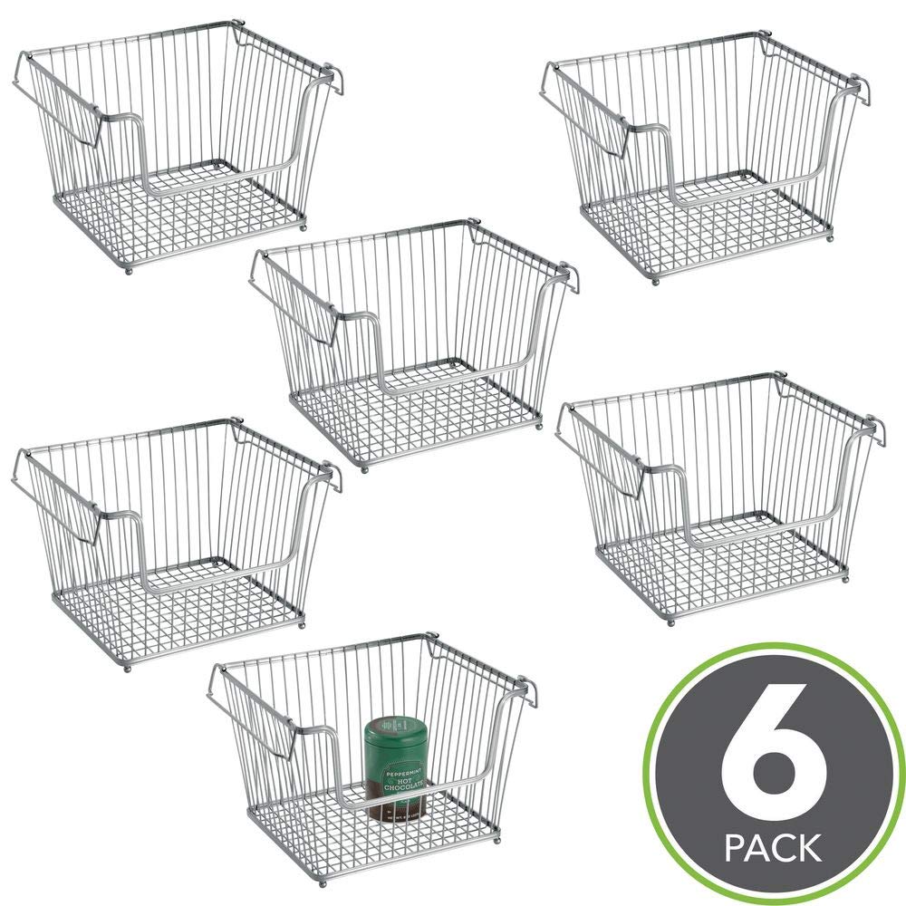 MDesign Modern Stackable Metal Storage Organizer Bin Basket With