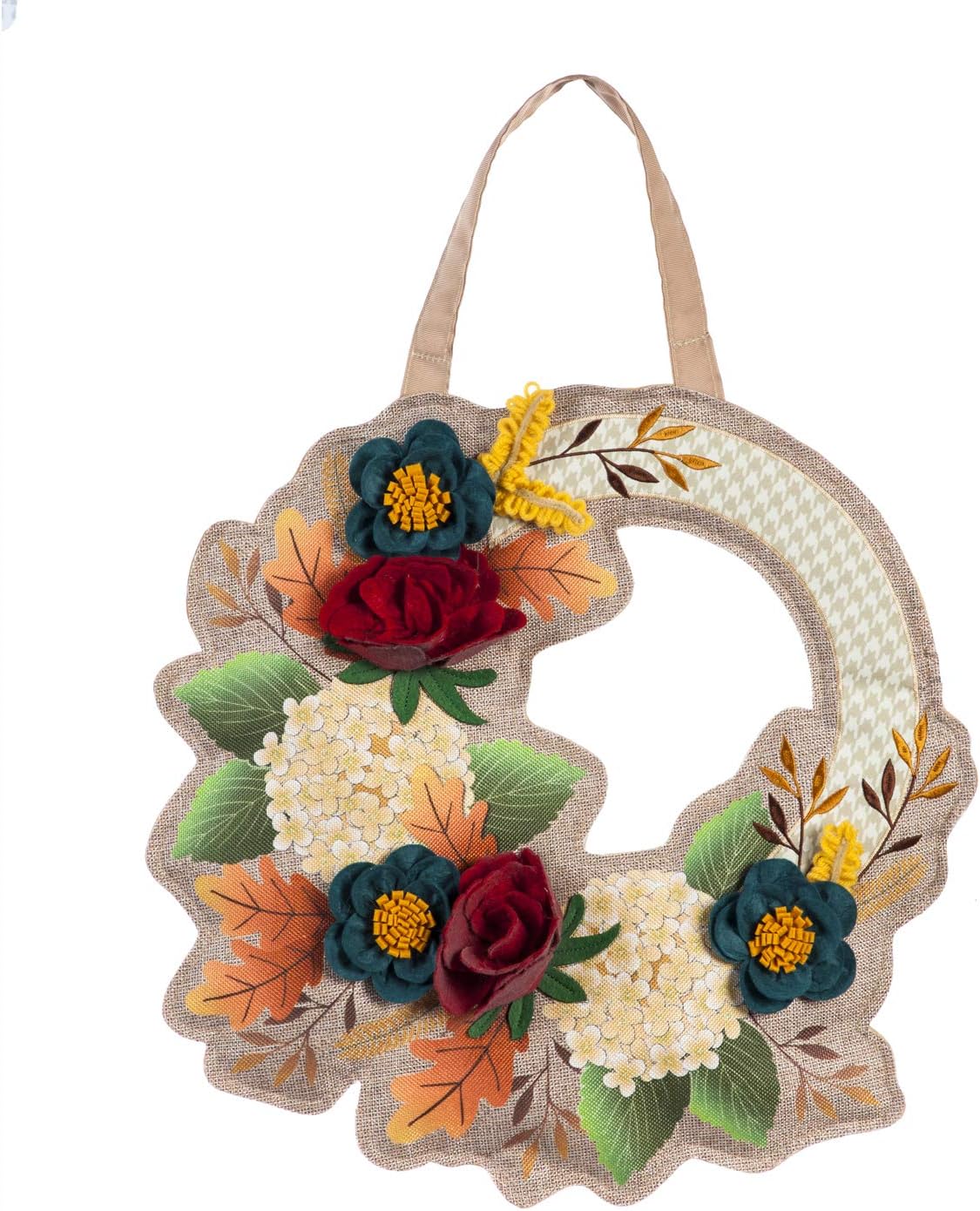 Evergreen Flag Indoor and Outdoor-Safe Decorative Fall Floral Wreath Outdoor Burlap Door Décor, 18 x 18