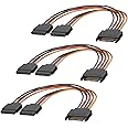 Mbiydeg 3-Pack 15 Pin SATA Power Splitter Cable, 8 Inch Sata Male to 2X Female Cable for HDD、SSD、Optical Drives