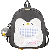 RETEN Toddler Backpack for Boys and Girls 3-6 Years Mini Penguin Backpack Cartoon Animal Travel Bag for Kindergarten & Outdoor Activities with Cute Penguin Pendant Dark Gray
