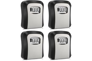 CROING 4 x Wall Mounted Key Lock with Combination Lock 4 Digit Code Black and Grey
