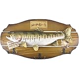 16-inch Wood Decorative Big Trout Fish Welcome Sign Hanging Plaque with 3 Hooks,for Garden and Wall Decor