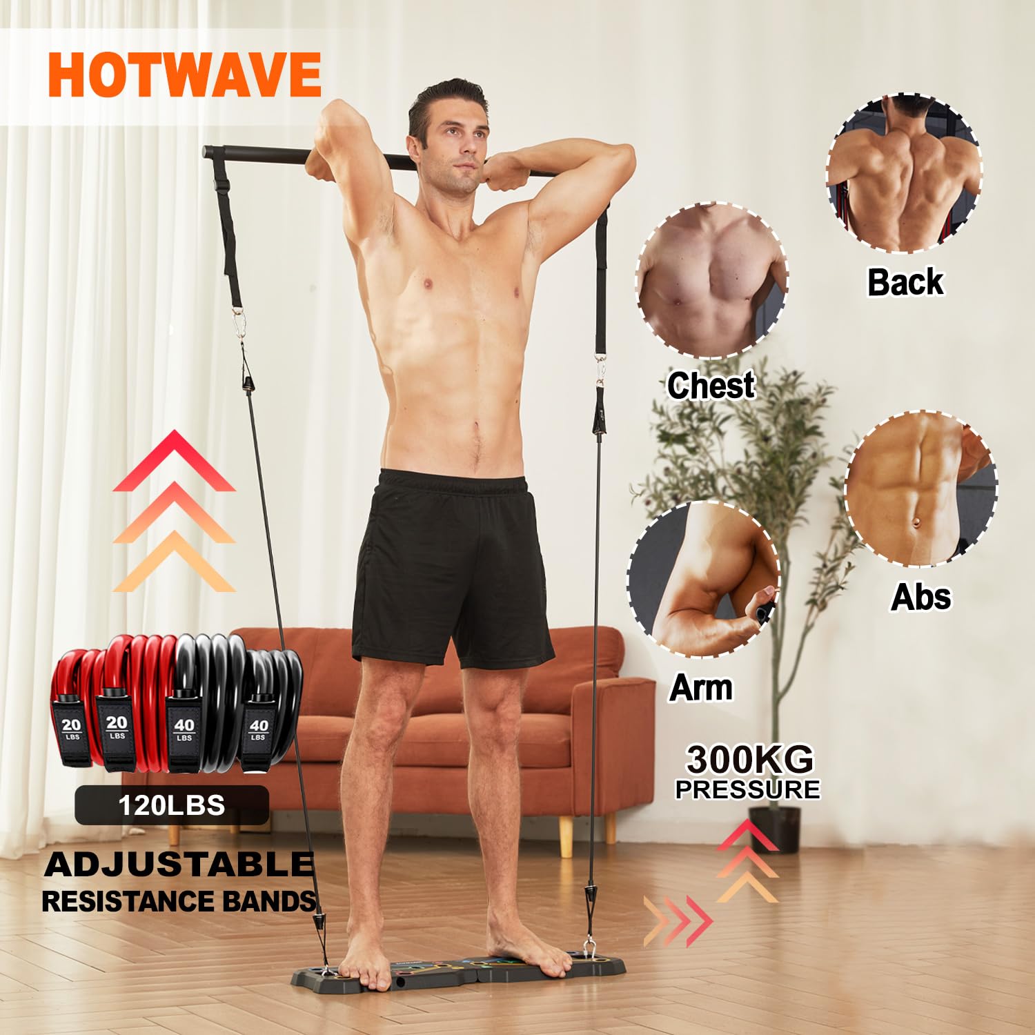 HOTWAVE Push Up Board, Portable Pushup Board for Men, Foldable Push-up Board, Multifunctional Push Up Board 20 in 1 at Home Gym, Pushup Handles for Chest Muscle Exercise Strength Training Equipment