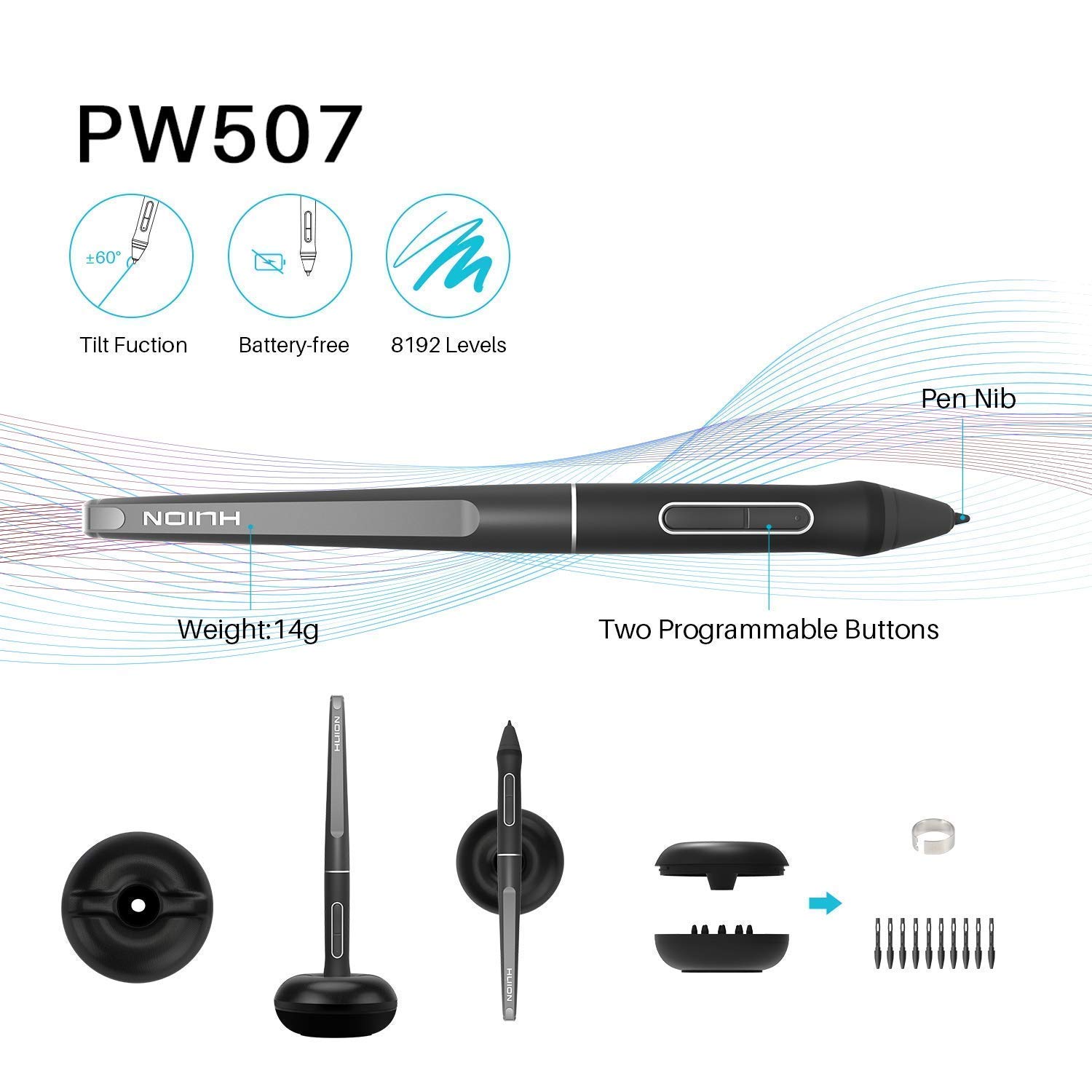 HUION Kamvas Pro 13 Grafiktablett – 13,3 Zoll Display, Full HD, Mit USB-C Anschluss, Aktive Fläche 294x165 Mm