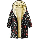 Biacolum Fashion Womens Hooded Sweatshirts Casual Floral Print Fleece Lined Winter Jacket Warm Comfy Long Coat with Pocket