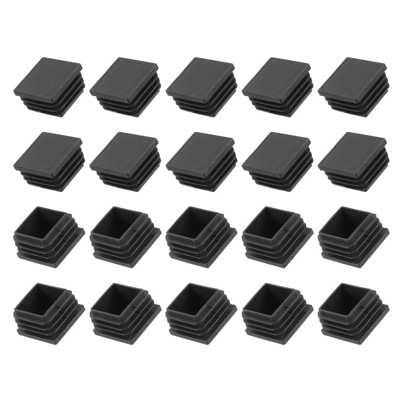 METALLIXITY Square Tube End Cap(30 x 30mm) 150Pcs, Plastic Plugs Insert End Caps Pipe Cap Cover Threaded End Blanking Caps Protector - for Square Tube Fence Furniture Table Chair Legs, Black