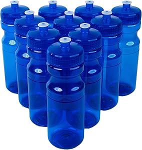 CSBD Clear 24 Oz Sports Water Bottles, 10 Pack, Blank for Customized Branding, No BPA Food Grade Plastic for Fitness, Hiking, Cycling, or Gym Workouts, Made in USA