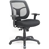 Eurotech Seating Apollo Mid-Back Swivel Ergonomic Office Desk Chair, Black | Breathable Mesh Back, TEMPUR Material Seat, Waterfall Seat Edge, Smooth-Rolling Casters, Customizable Comfort, Computer Chair
