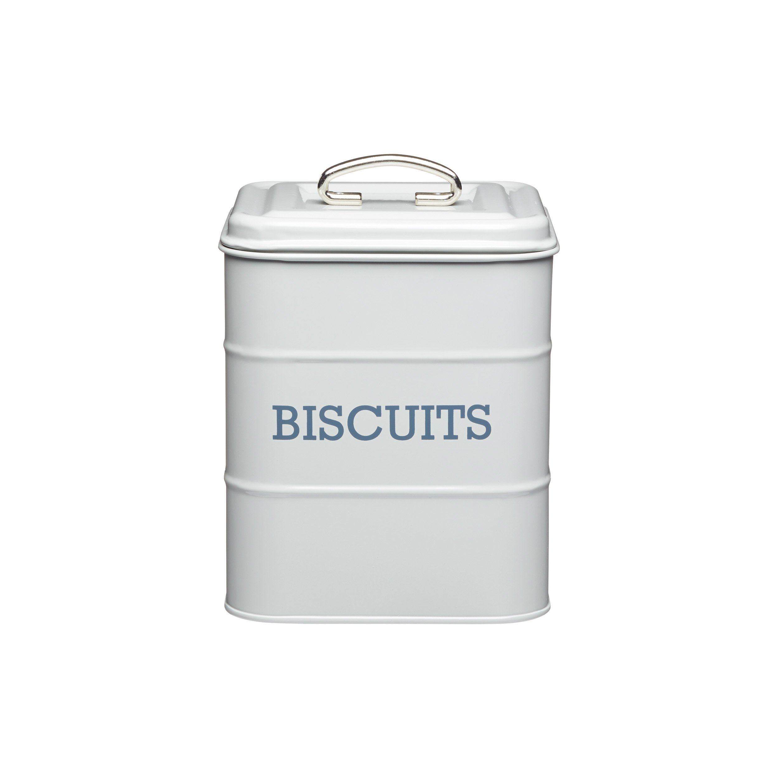 KitchenCraft Living Nostalgia Airtight Metal Biscuit Tin, Biscuit Barrel/Storage Container, 14.5 x 19 cm - French Grey