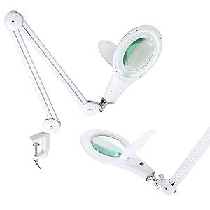 Brightech LightView PRO LED Magnifying Glass Desk Lamp for Close Work - Bright Magnifier Lighted Lens - Puzzle, Craft & Reading Light for Table Top Tasks - 1.75x Magnification