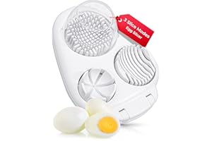 CraftyCrocodile Egg Slicer for Hard Boiled Eggs - 3 Slice Modes Egg Cutter, Heavy Duty, Stainless Steel Dicer - Hand Chopper 