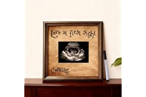 BrightRow Baby Sonogram Photo Frame Love at First Sight Ultrasound Picture Frame with Marker Magical Theme Pregnancy Gift for Expecting Parent Newborn Keepsake Announcement Nursery Decor 4 x 3'' Photo