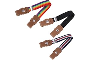 vesaneae 3 Pcs No Buckle Stretch Belt for Children, 14-22 Inch Adjustable Stretch Belt, 3 Styles Invisible Buckleless Belts f