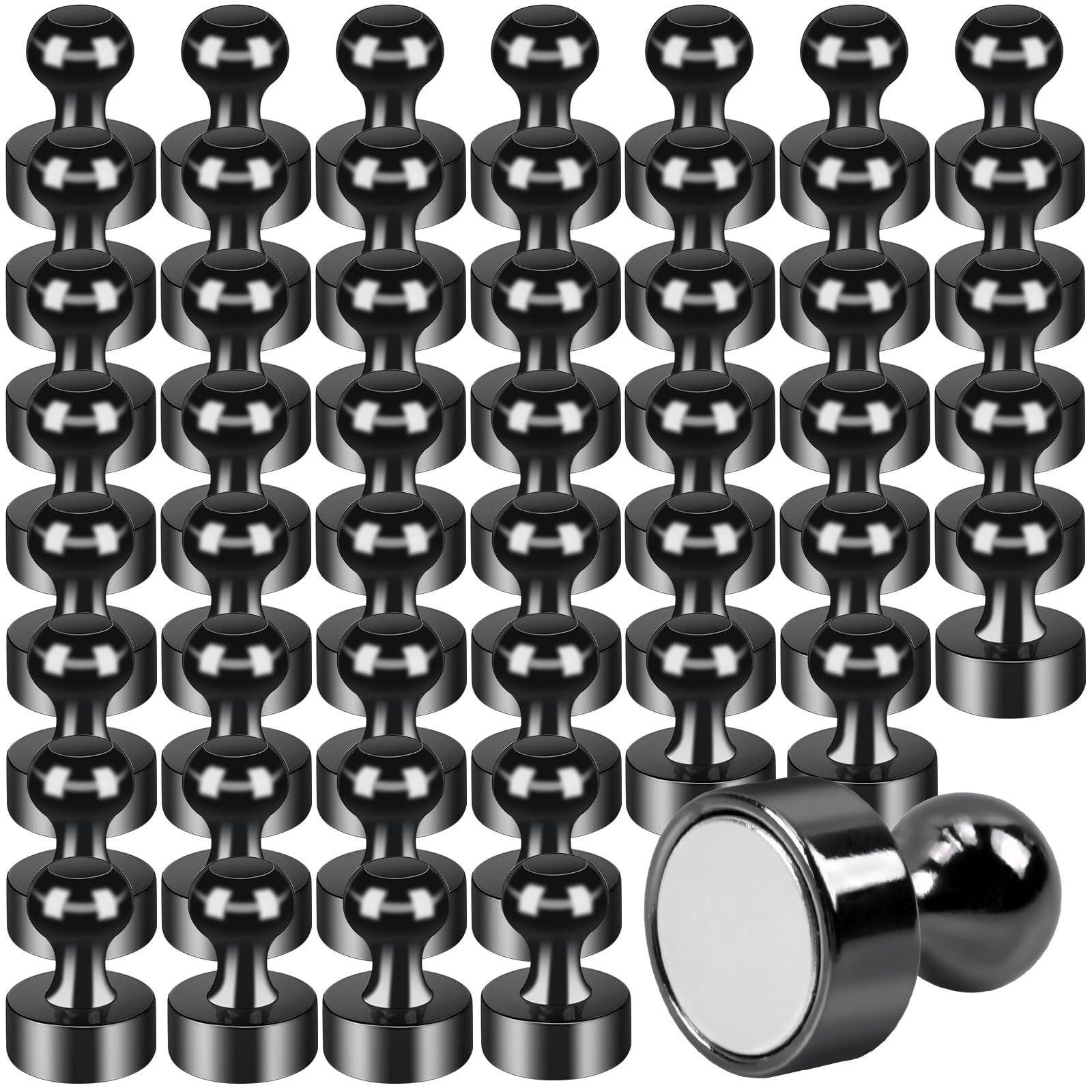MIN CI 50 Pack Strong Black Fridge Magnets, 12x16mm Neodymium Round Small Magnets for Crafts, Whiteboard, Curtain, Magnetic Push Pins and Clips, Office Use