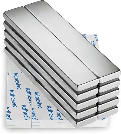 FINDMAG Neodymium Magnets 10 Pack 60x10x3 mm with Double-Sided Adhesive