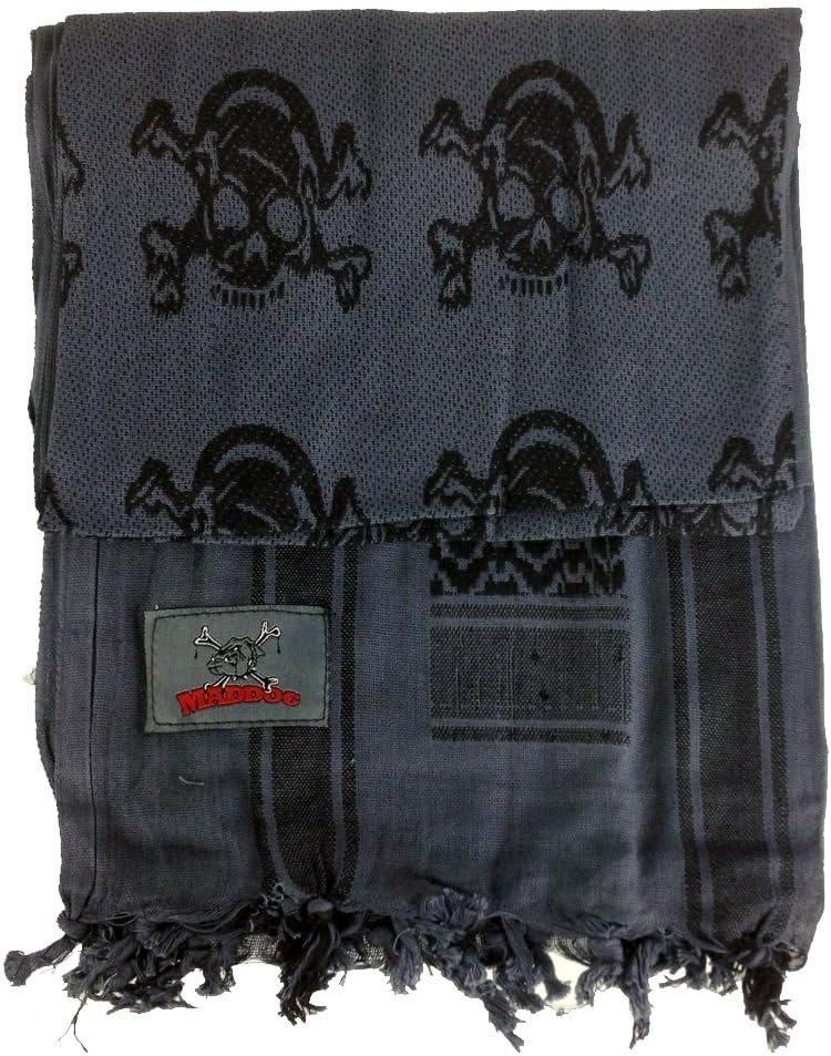 Maddog Sports Shemagh Tactical Desert Scarf - Skull & Crossbones - Grey