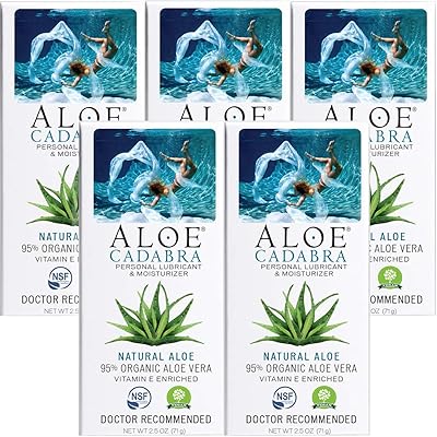 Aloe Cadabra Personal Lubricant with 95% Aloe Vera, Natural Aloe, 2.5 Ounce (Pack of 5)