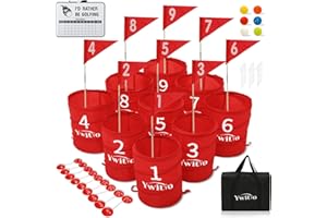 Ywitio Outdoor Golf Bucket Yard Games: Golf Chipping Game 9-Hole with Flag for Adults and Family, Outdoor Portable Golf Course Play Game for Beach, Backyard, Park, Lawn