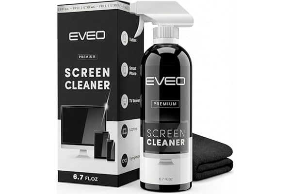 EVEO® Screen Cleaner Spray Kit (Streak-Free) TV Screen Cleaner for Smart TV, LCD, LED, OLED | Computer Spray and Wipe Microfi