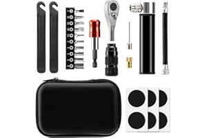 WINFAVO Bike Repair Tool Kit with Mini Pump & 10 Magnetic Bits - Alloy Multitool for Bicycle, MTB, Road Cycling - Portable Multifunction Tool Set Include Tire Inflator for Presta/Schrader Valves