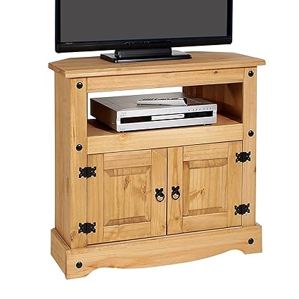 Mews Corona Solid Pine Corner Tv Stand Cabinet Light Fiesta Wax