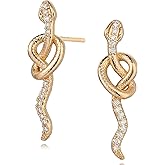 FETTERO Gold Earrings for Women Snake Earrings 14K Gold Plated Boho Dainty Earrings Simple Delicate Handmade Stud Earrings Snake Shape Open C Hoops Hypoallergenic Earrings Gold Jewelry Gift