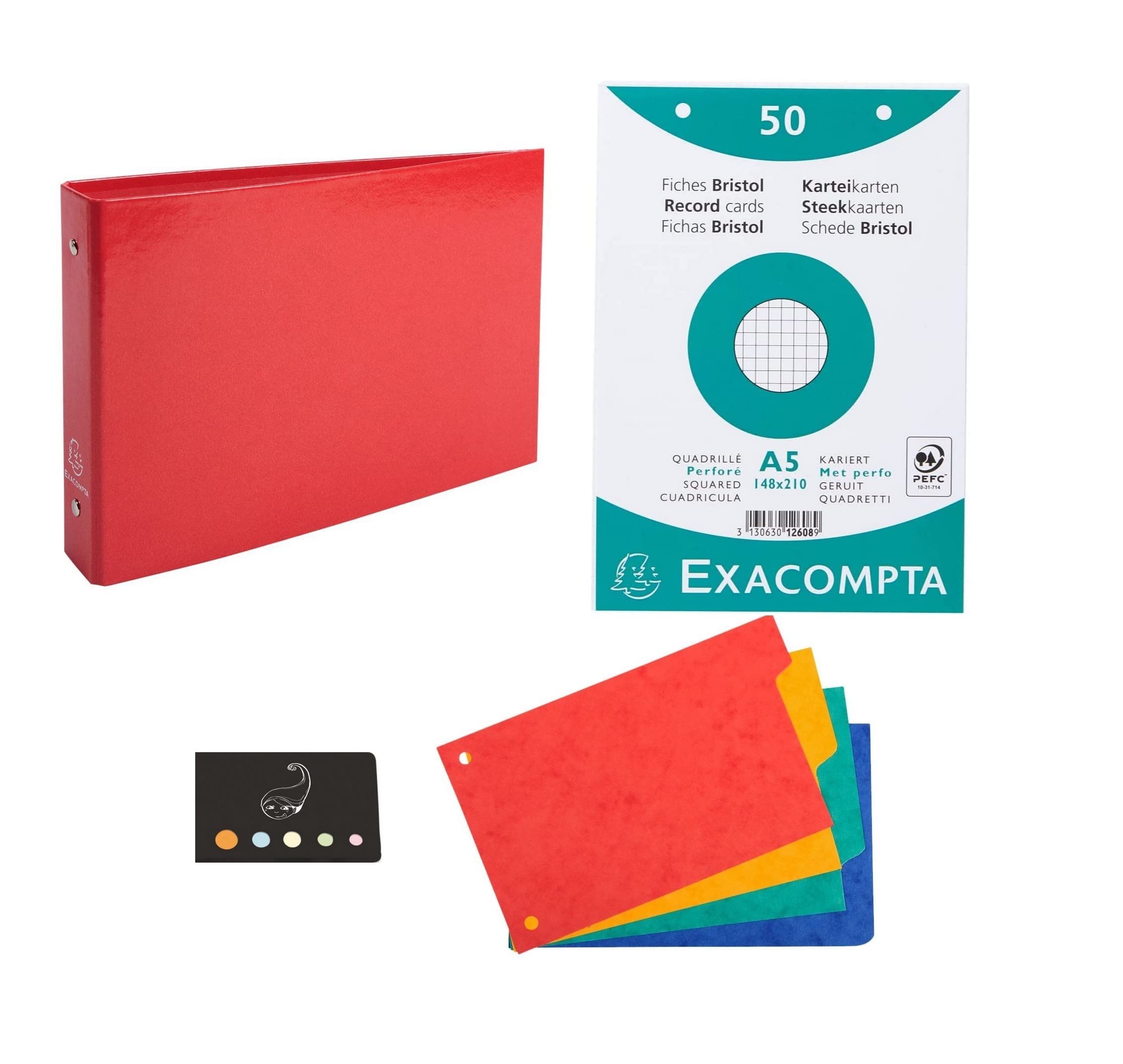 Bristol A5 Card Ring Binders - Red