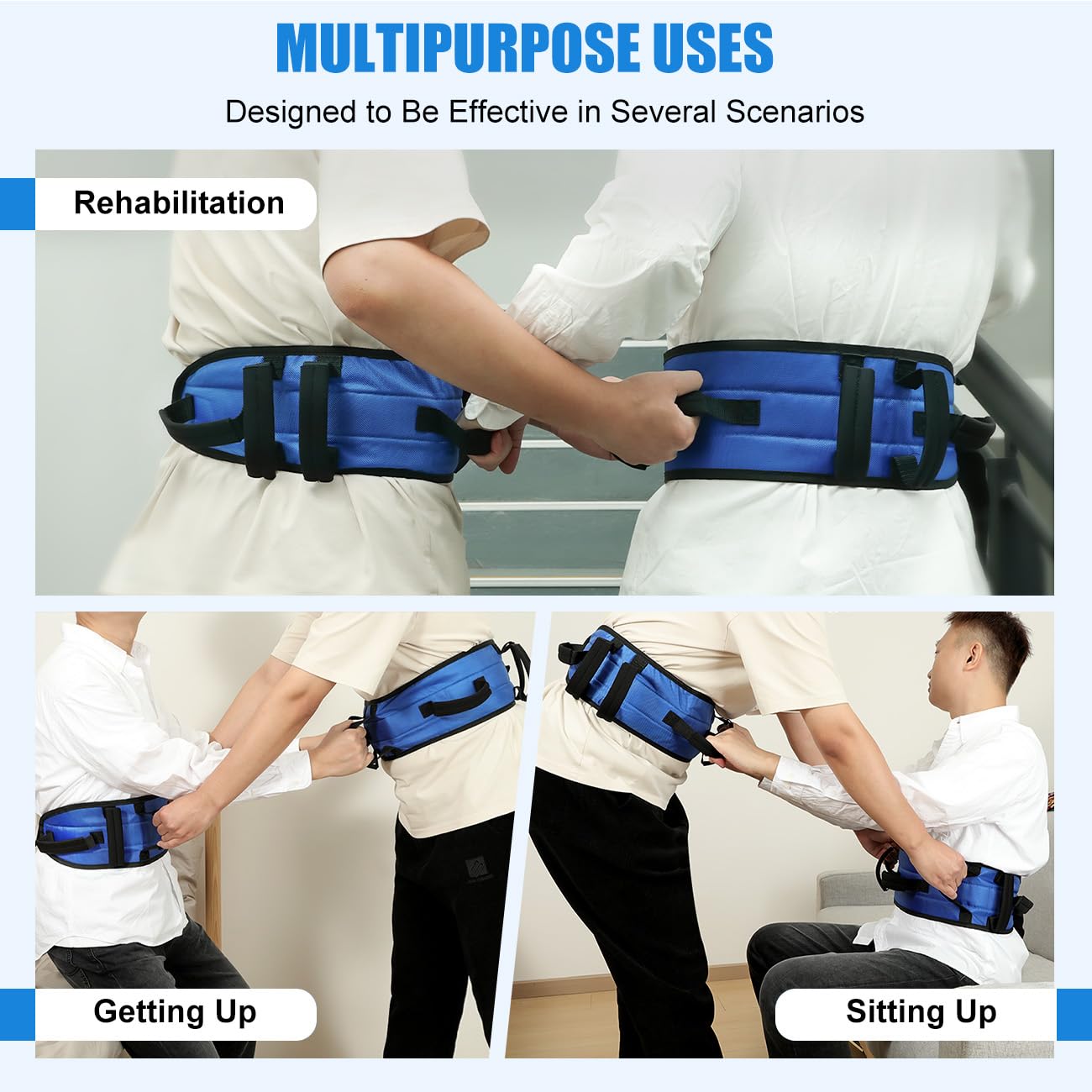 Rhino Valley Gait Belt for Senior with 7 Handles, 59